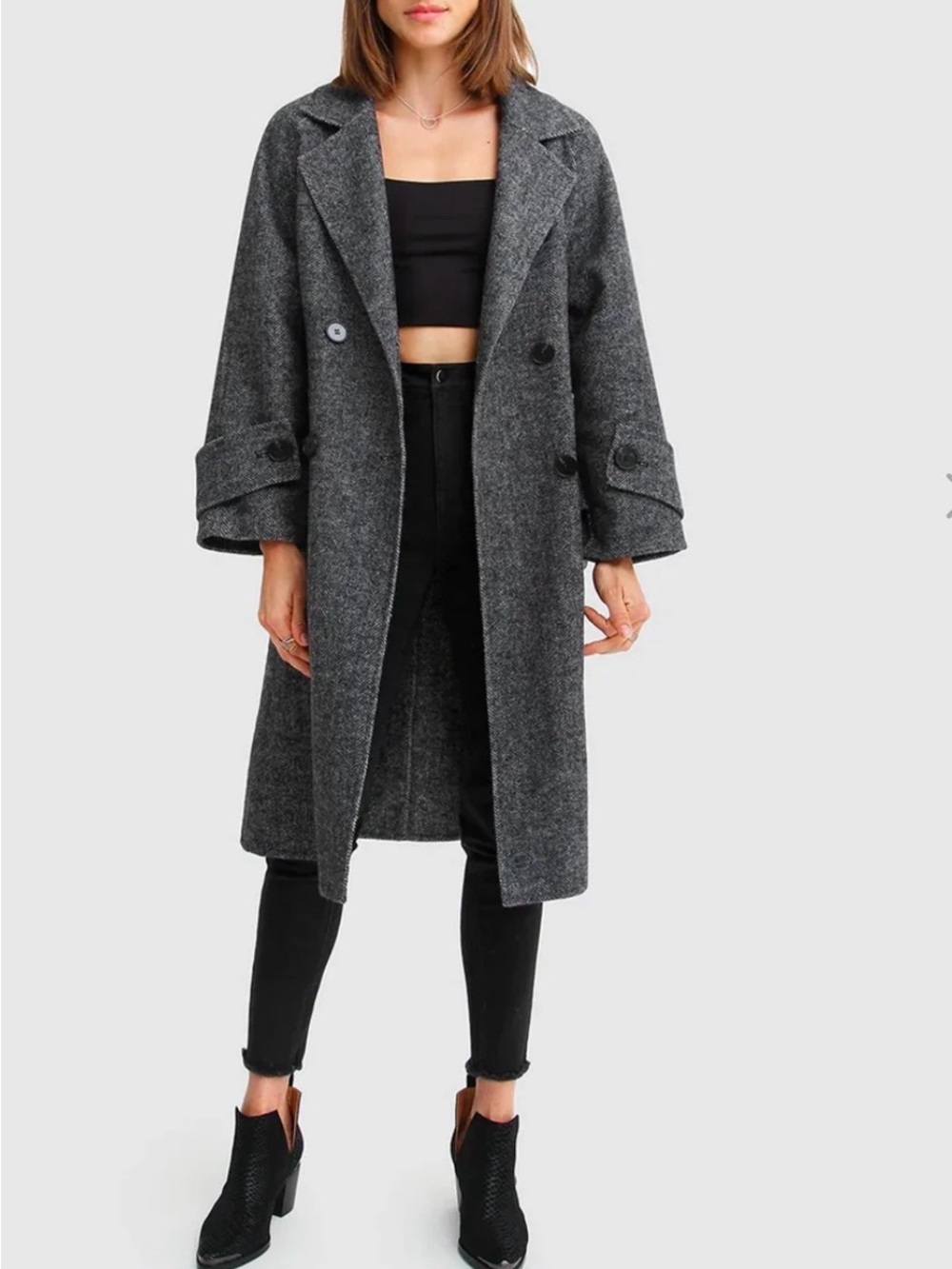 Belle & Bloom Rumour Has It Oversized Wool Blend Coat - Charcoal NEW WITH TAGS